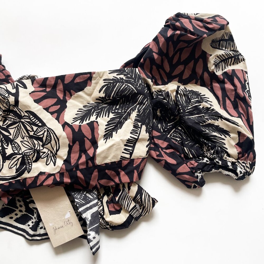 Johanna Ortiz Paraiso Natural Tropical Print Crop Top Size 2 NEW NWT - Picture 5 of 12